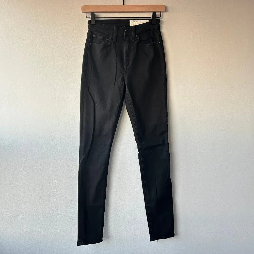 Rag & Bone Nina Skinny Jeans Women 24 Black High Rise - Picture 3 of 11